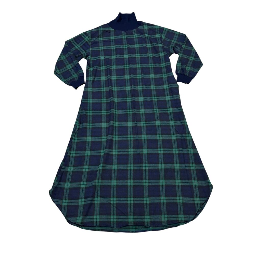 Vintage L.L. Bean Blackwatch Plaid Turtle Neck Flannel Nightgown Size S